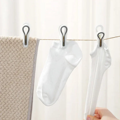 12PCS Clothes Pins with Storage Basket, Plastic Laundry Hanging Peg Clips for Socks, Underwear & Food Bags