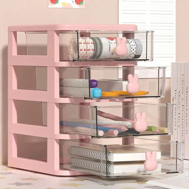 2–5 Layer Clear Stacking Drawer Organizer – Multi-Tier PP Storage Box Modular Desktop System for Office & Beauty Products