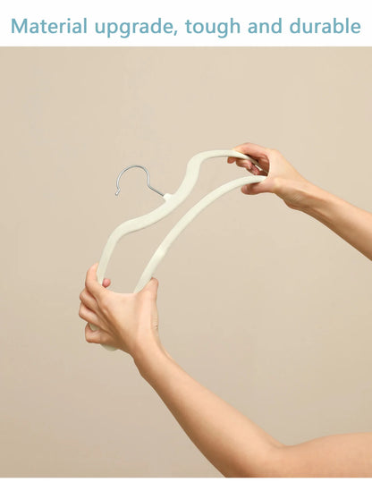 10PCS Flocking Plastic Clothes Hangers – Space-Saving Anti-Slip Short Neck Drying Hangers