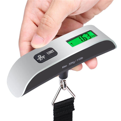 Portable Digital Luggage Scale with LCD Display, 50kg / 110lb Electronic Hanging Suitcase Scale, Travel Baggage Weight Checker with Temperature Display
