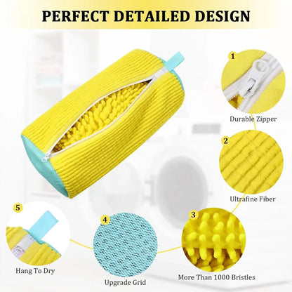 Shoe Washing Bag for Washing Machine – Zippered Laundry Cleaning Bag with Soft Fibers for Sneakers