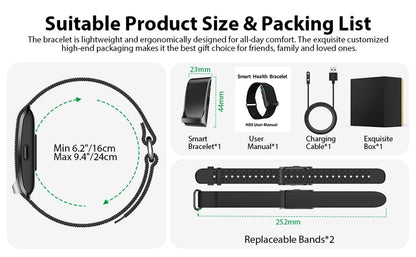 Fitness Tracker Smart Bracelet with Heart Rate, Blood Pressure and SpO₂ Monitor, 127 Sports Modes, Bluetooth 5.2, Call Reminder, Waterproof Smartwatch Band for Men and Women