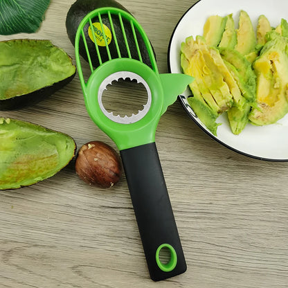 3-in-1 Avocado Slicer – Stainless Steel Core Separator, Fruit Peeler & Plastic Knife Tool