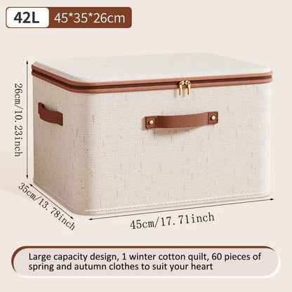 Zippered Storage Box with Lid – Large Capacity Foldable Clothing Organizer for Bedroom & Wardrobe