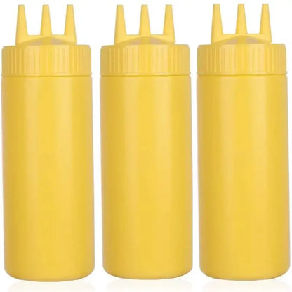 Ketchup Squeeze Bottle Plastic – Condiment Squirt Bottle with 3-Hole Dispensing for Oil, BBQ Sauces, and More