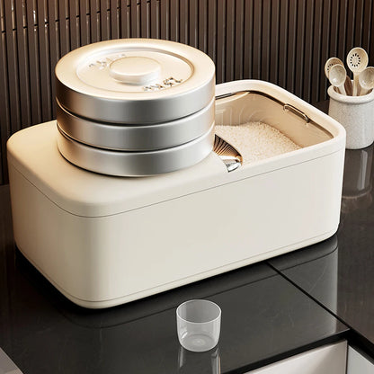 10KG Rice Storage Box with Lid, Large Capacity Moisture-Proof & Insect-Proof Grain Storage Container, Sealed Plastic Rice Bin for Kitchen Cabinet