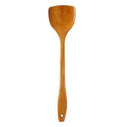 Bamboo Wood Spatula 39cm – Long Handle Wooden Cooking Spatula Safe for Non-Stick Pans