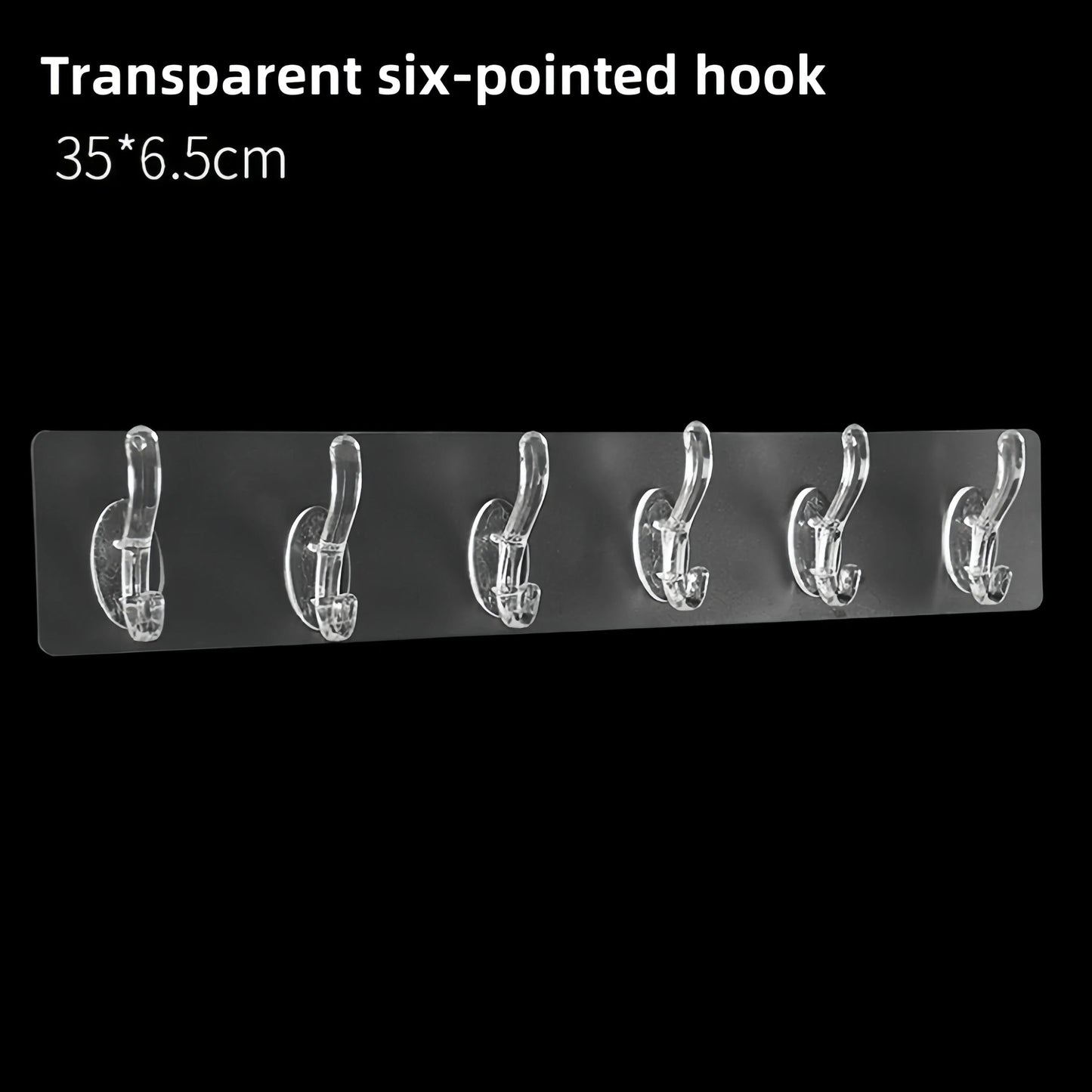 Self-Adhesive Wall Hooks, Transparent Heavy Duty Sticky Hooks for Kitchen, Bathroom, Door & Closet, Towel and Key Hook Set