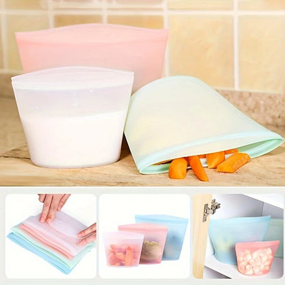 Silicone Food Containers – Reusable Leakproof Ziplock Storage Bags for Fridge and Freezer