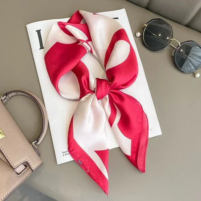 Luxury Printed Silk-Style Square Scarf for Women, Soft Satin Neckerchief Headband and Hair Ribbon, Fashion Hijab and Bag Accessory for Office and Daily Wear