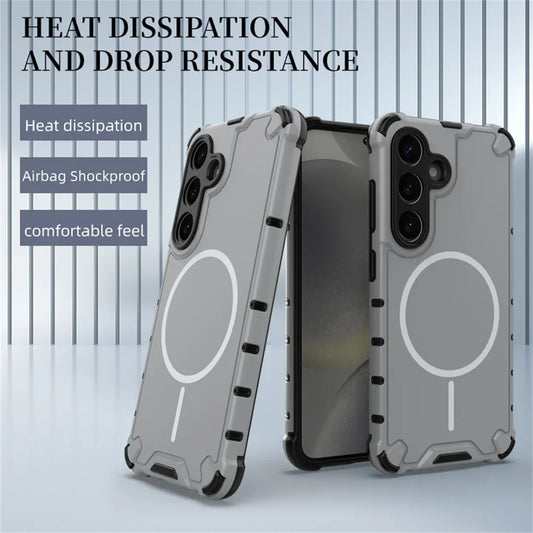 Anti-slip Bumper Armor Magnetic Phone Case For Samsung S25 Series Magsafe Cover