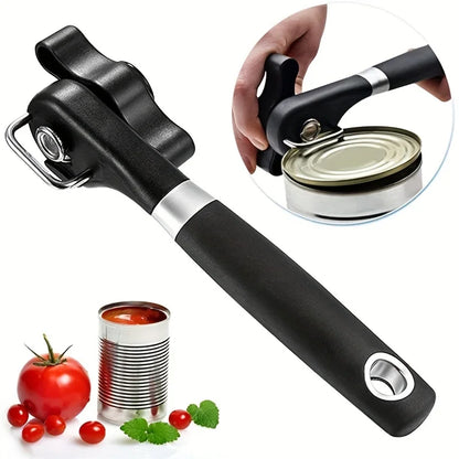 Plastic Hand-Actuated Can Opener – Safety Side-Cut Manual Can Opener with Easy Grip Handle