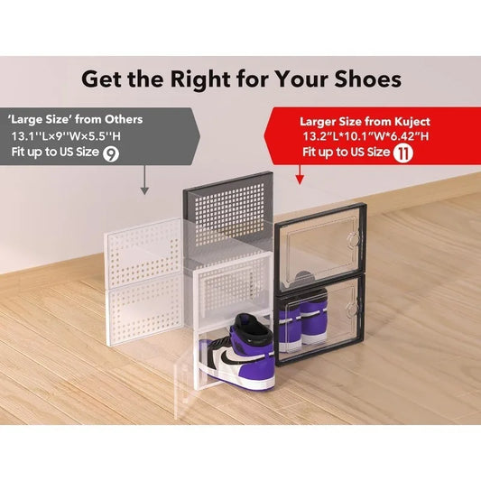 Clear Stackable Shoe Storage Boxes, Large Sneaker Organizer Containers, Shoe Rack Alternative