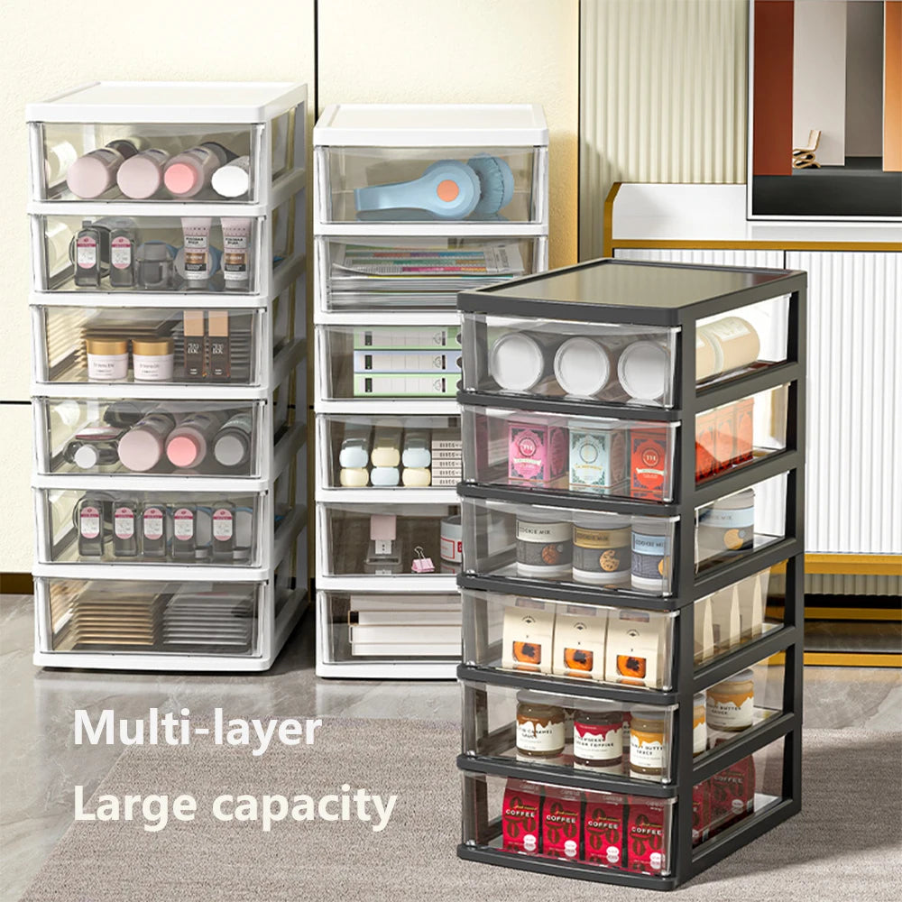 Clear Desktop Storage Box with Drawer – Heightened Plastic Table Organizer for Stationery & Cosmetics
