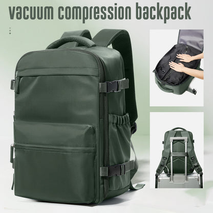 Vacuum Compression Travel Backpack, Expandable Large Capacity Laptop Backpack, Business School Bag for Men and Women, 20–35L Nylon Carry-On Backpack