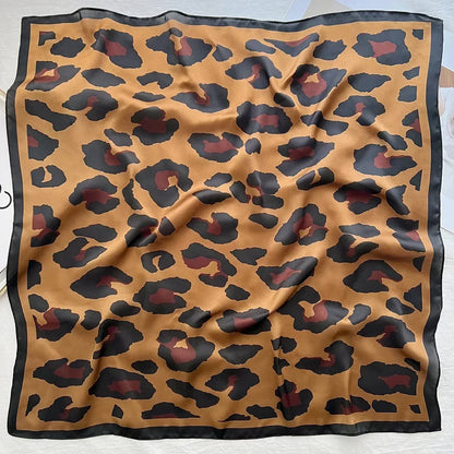 Luxury Printed Silk-Style Square Scarf for Women, Soft Satin Neckerchief Headband and Hair Ribbon, Fashion Hijab and Bag Accessory for Office and Daily Wear