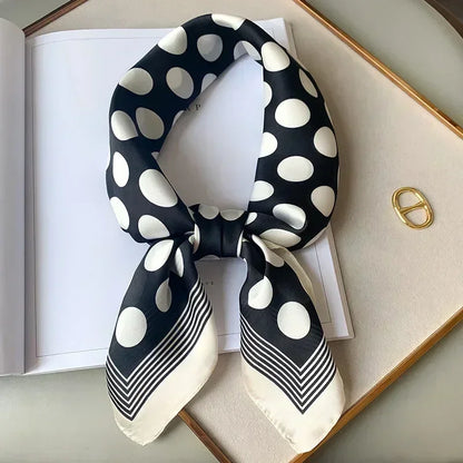 Luxury Printed Silk-Style Square Scarf for Women, Soft Satin Neckerchief Headband and Hair Ribbon, Fashion Hijab and Bag Accessory for Office and Daily Wear