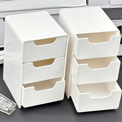 Chic 3-Tier Desk Organizer with Drawers – Portable Storage Box for Office Supplies, Jewelry & Cosmetics