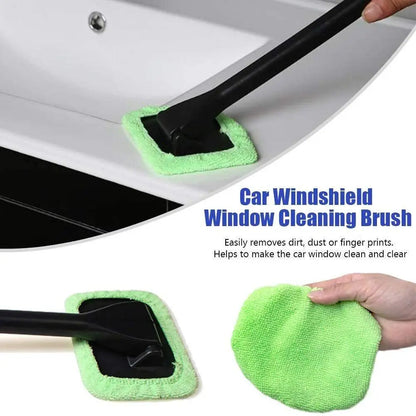 Car Window Cleaner Brush Kit – Windshield Cleaning Wash Tool Set with Long Handle Interior Auto Glass Wiper