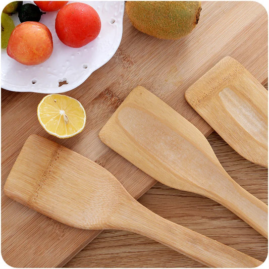 Bamboo Spatula – Natural Bamboo Wood Kitchen Spatula Spoon Cooking Utensil for Wok and Food Preparation