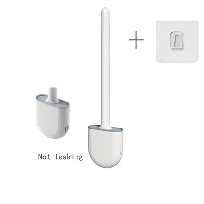 Wall Hanging Toilet Brush with Holder – Long Handled Silicone Toilet Brush with Soft Bristles WC Cleaning Brush Bathroom Accessory