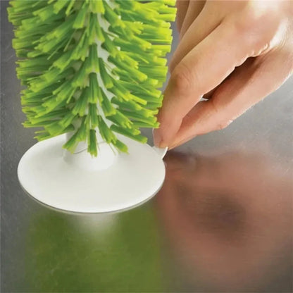 Sink Suction Cup Glass Brush – Upright Bottle & Wine Glass Cleaner with Durable Bristles