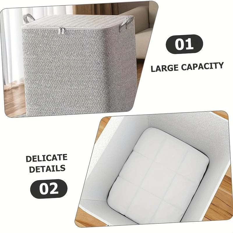 Extra Large Storage Chest with Lid – Heavy-Duty Non-Woven Fabric Organizer for Clothes & Bedding