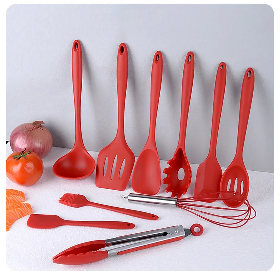 10PCS Silicone Kitchen Utensil Set, Heat-Resistant Cooking & Baking Tools, Non-Stick Spatula Spoon Scraper Set
