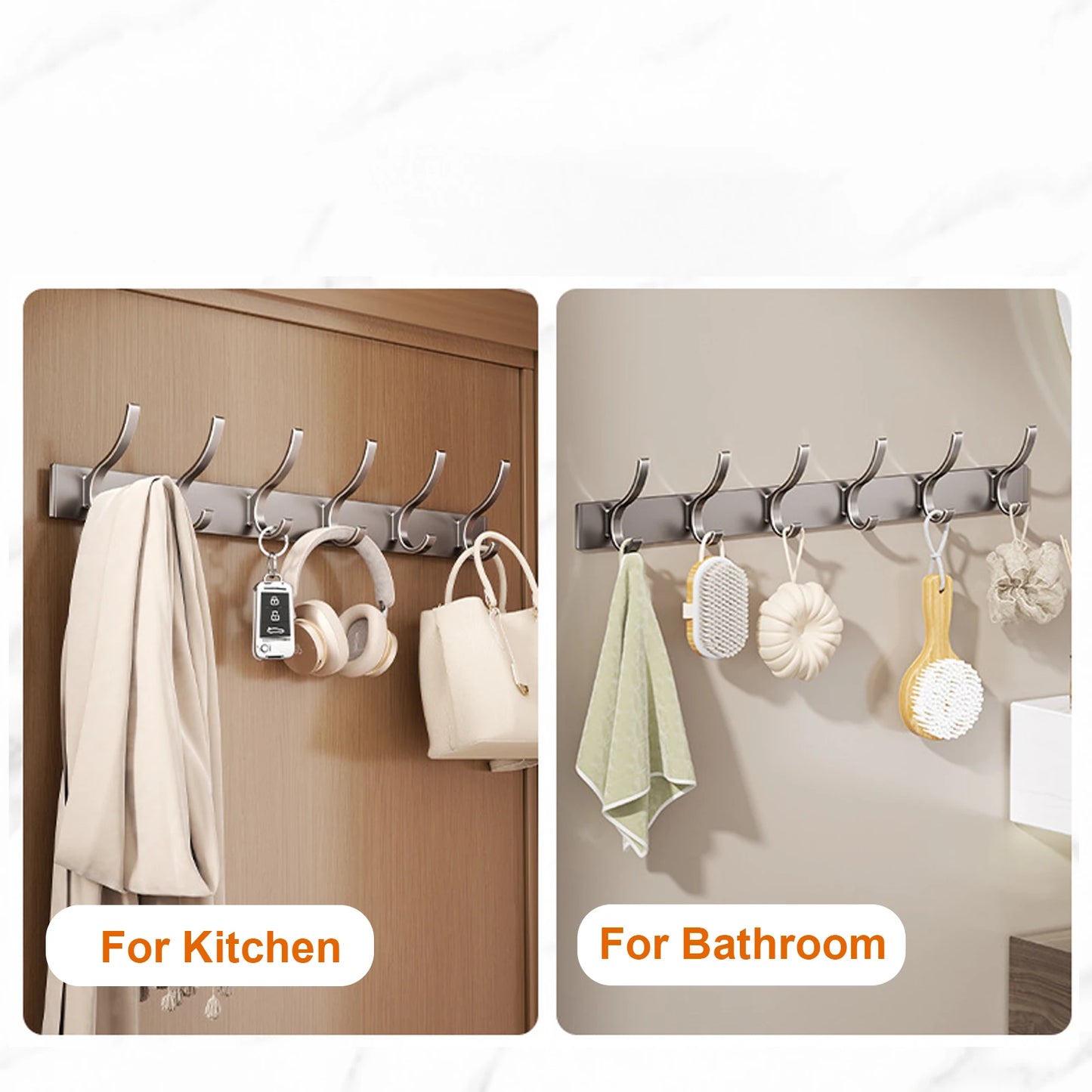 Adhesive Wall Clothes Hooks – No-Drill Bathroom Towel & Door Back Hanging Hooks