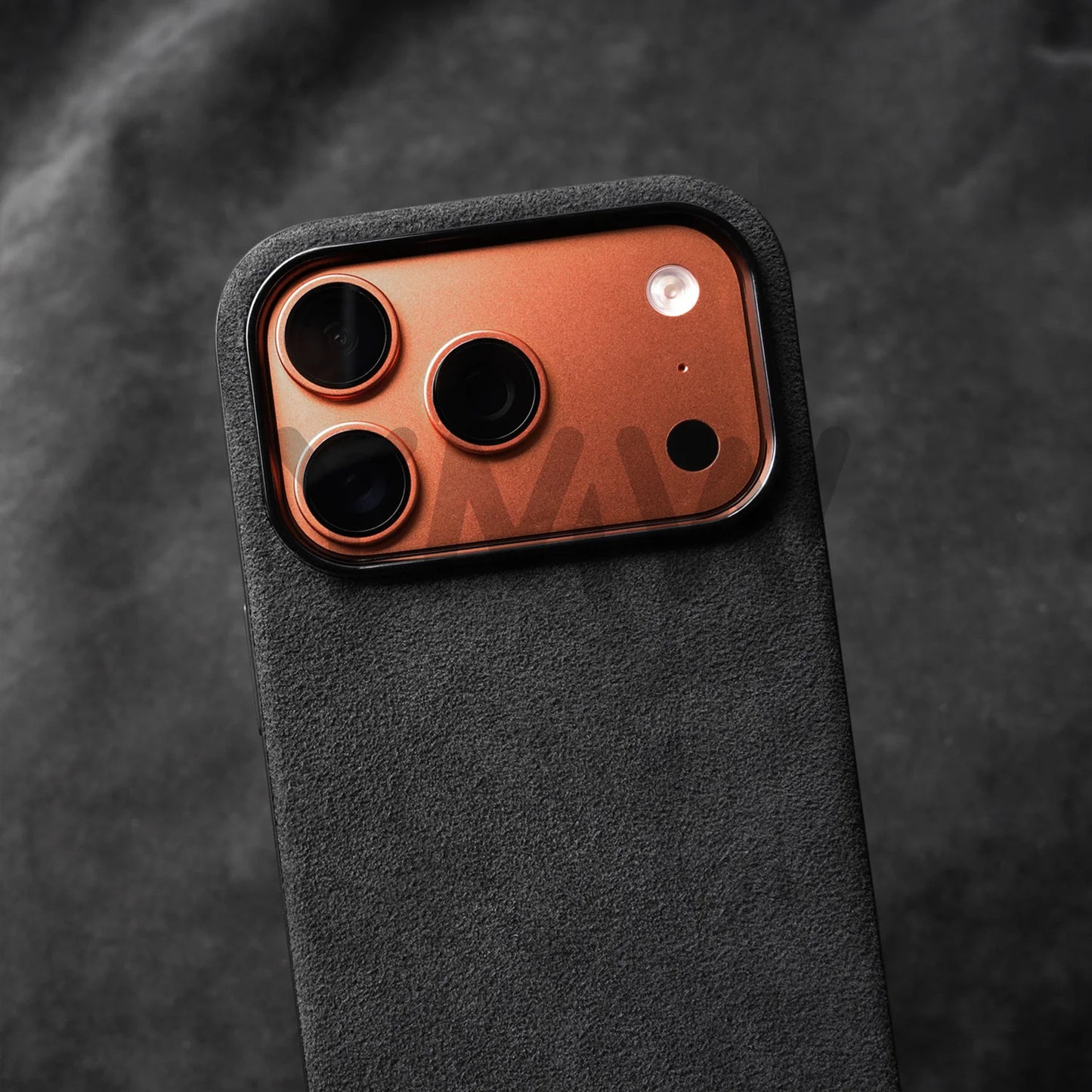 YMW Alcantara Suede Leather Phone Case for iPhone 17/16/15 Series, Luxury Supercar Interior Style Matte Protective Cover with Non-Slip Grip