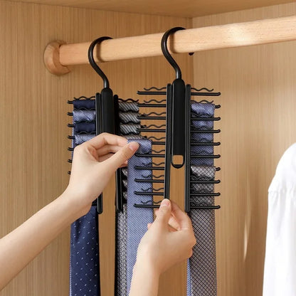 Rotatable Tie Hanger – 20-Row Large Capacity Necktie & Belt Organizer with Skidproof Hooks