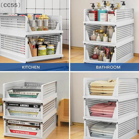Foldable Clothes Storage Drawer, High-Capacity Stackable Plastic Storage Box for Home Organization