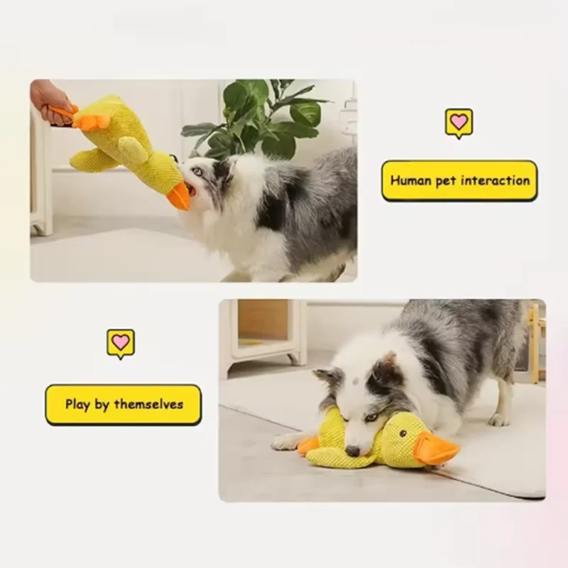 Plush Duck Dog Toy with Hugging Design, Interactive Comfort Chew and Sleep Companion for Puppies and Small Dogs, Soft Yellow Duck Pet Toy