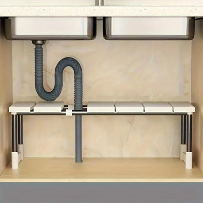 Adjustable Under-Sink Storage Rack – Stainless Steel Multi-Layer Organizer for Kitchen & Bathroom Cabinets