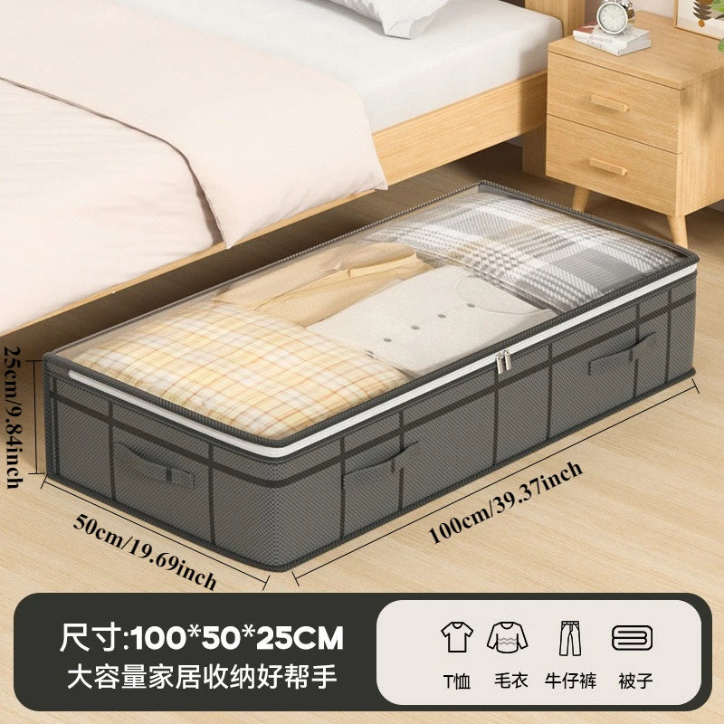 Large Underbed Storage Bag, Foldable Clothes & Quilt Organizer for Bedroom, Dorm & Wardrobe
