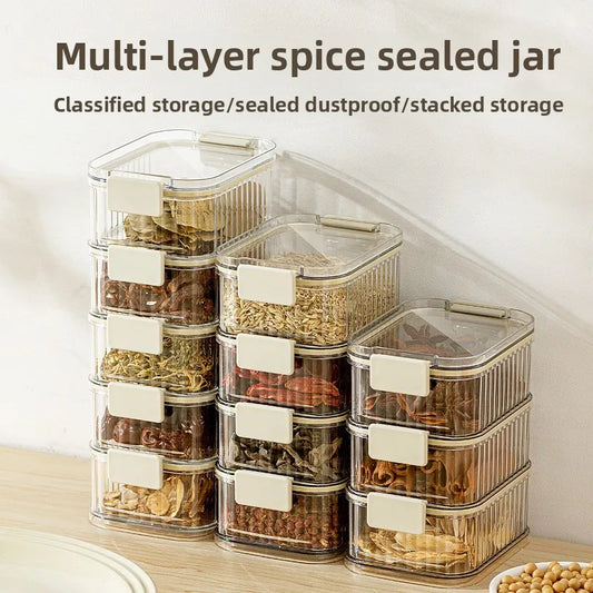 Sturdy Transparent Sealed Kitchen Storage Boxes, Large Capacity Stackable Food Storage Containers for Pantry & Kitchen Organization