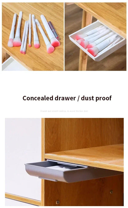 Adhesive Under Desk Drawer Organizer Hidden Table Storage Box Slide Out Tray Simple Sundries Cosmetics Stationery Organizer