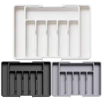 Expandable Kitchen Drawer Organizer – Adjustable Retractable Cutlery Storage Box with Dividers