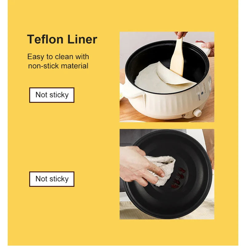 220V Electric Multi Cooker Hot Pot and Rice Cooker, Single/Double Layer Non-Stick Pot, Compact Cooking Appliance for 1–2 People, CE Certified