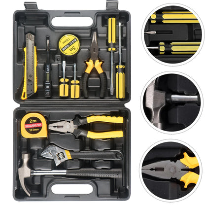 WOZOBUY Household Tool Kit Set, 8/9/12/13-Piece General Hand Tool Set with Plastic Toolbox for Home and Car Repair