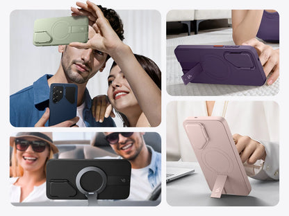 For Samsung Galaxy S25 series Case Magnetic Shockproof Bumper Protective Cover with Camera Cover Adjustable Metal Kickstand