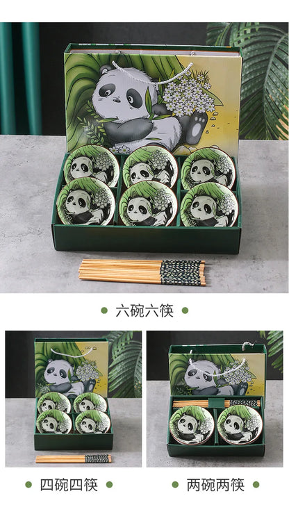 Creative Panda Ceramic Tableware Set, Cartoon Porcelain Dinnerware Gift Box Set