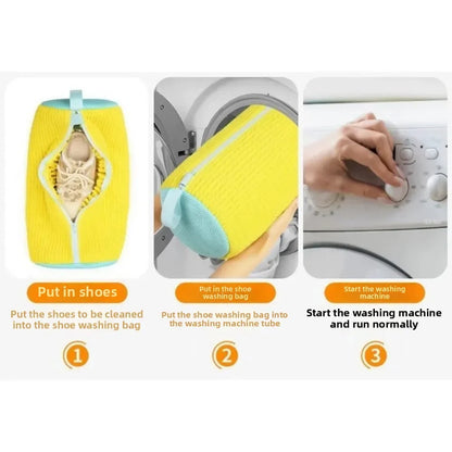 Shoe Washing Bag for Washing Machine – Zippered Laundry Cleaning Bag with Soft Fibers for Sneakers
