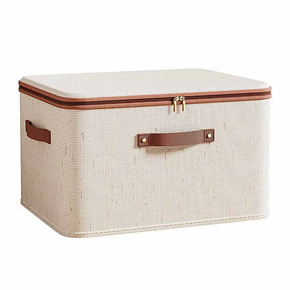 Zippered Storage Box with Lid – Large Capacity Foldable Clothing Organizer for Bedroom & Wardrobe
