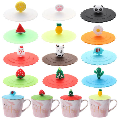 Cartoon Silicone Cup Cover 10cm – Cute Heat-Resistant Leak-Proof Sealed Lid Dustproof Suction Cup Tea Cover