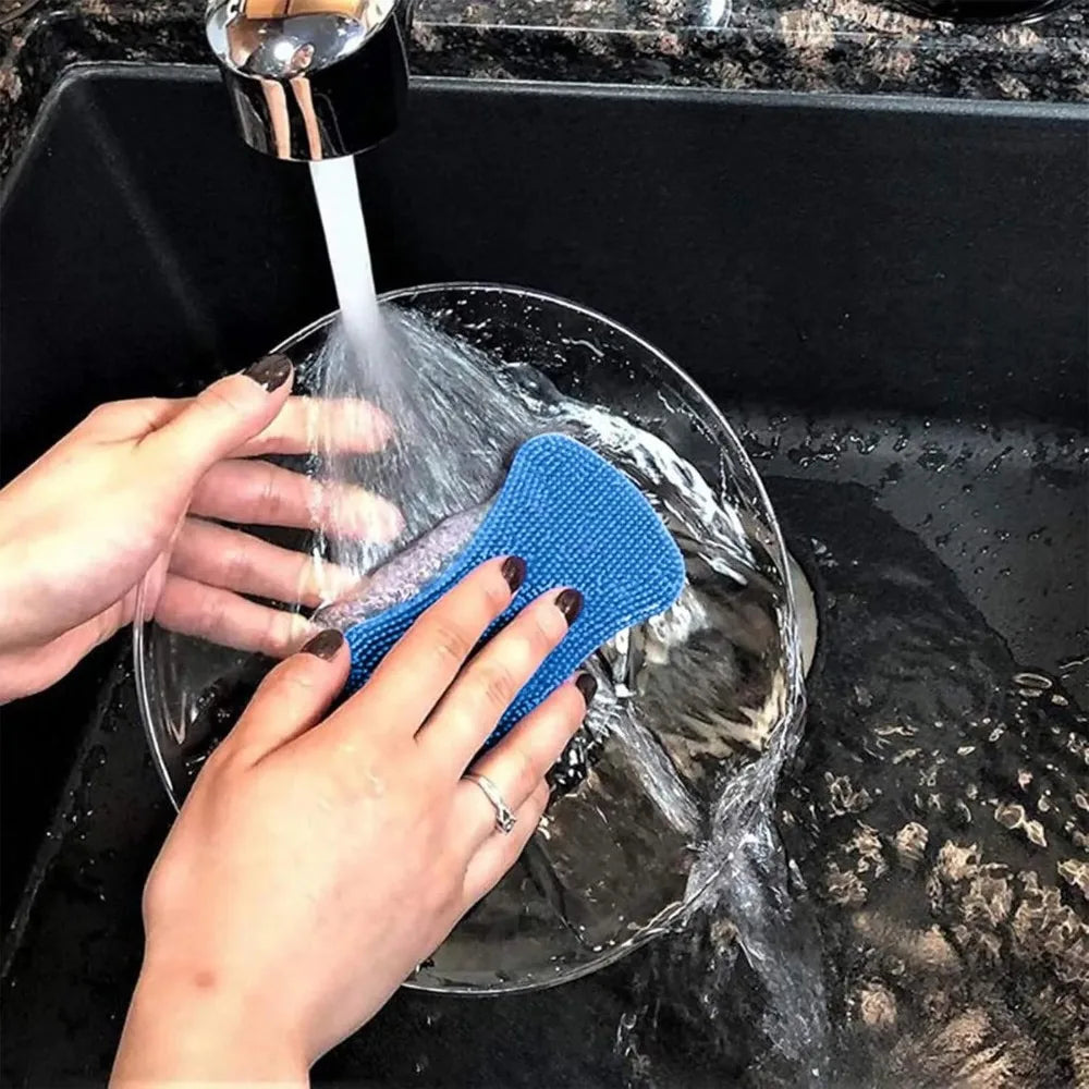Soft Silicone Sponge Brush – Non-Stick Scratch-Free Scrubber for Kitchen Bowls and Fruit Washing