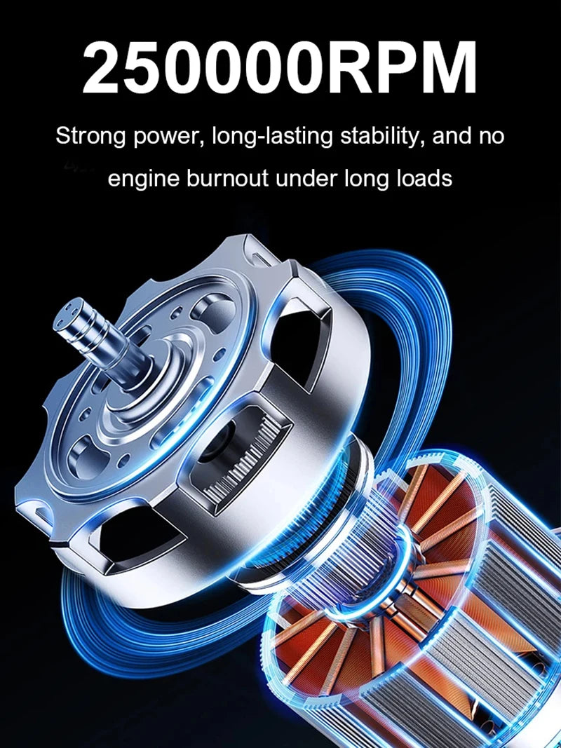 High-Speed Electric Air Blower 1,000,000 RPM Turbo Fan, Portable Dust Cleaner with Vacuum Function, Type-C Rechargeable 55m/s Brushless Jet Blower with LED Display