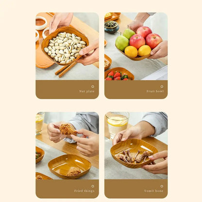 Japanese Style Imitation Wood Grain Square Plate, Simple Kitchen Tableware Dish for Dinner & Serving