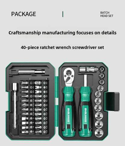 BAOLIAN 40-Piece Screwdriver and Wrench Set, Ratchet Magnetic Screwdriver Bit Kit for Household DIY Repair