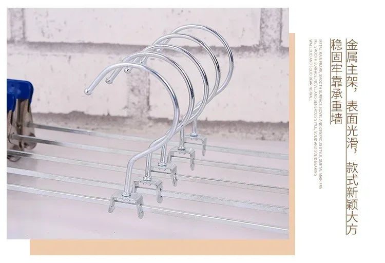 Stainless Steel Pants Hanger with Adjustable Clips – Anti-Slip Skirt & Trousers Rack for Wardrobe Storage